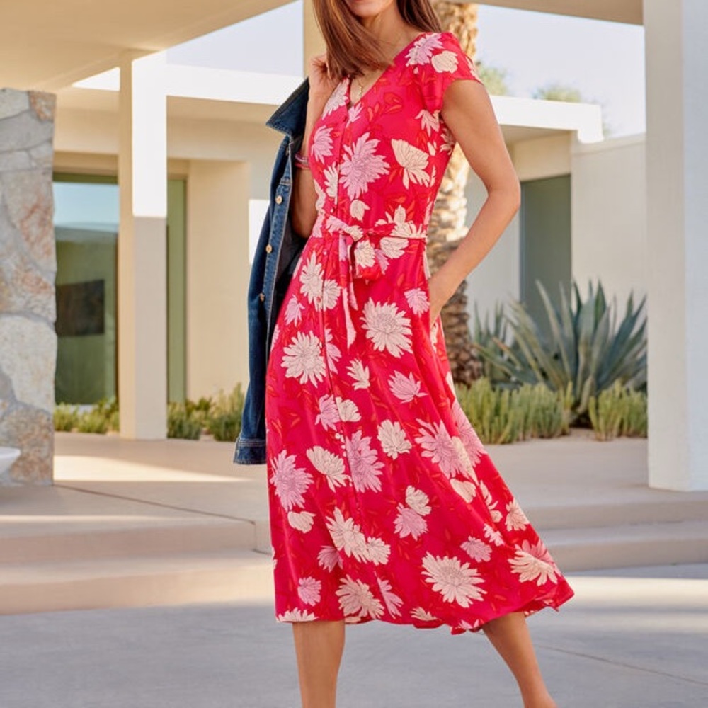 Talbots Belted Midi Shirtdress Chrysanthemum - Picture 2 of 7